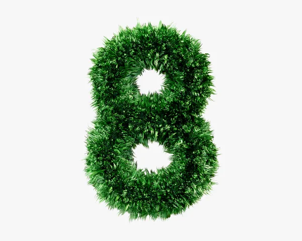 Ziffern Aus Grünem Rasengras Illustration Der Grünen Pflanze Alphabet Isoliert — Stockfoto