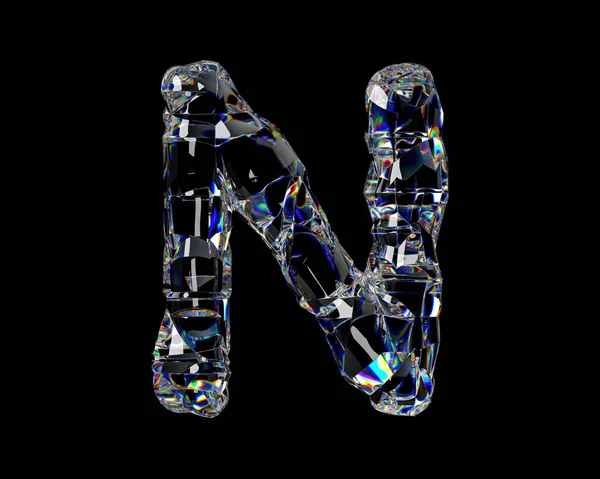 Листи Натурального Прозорого Алмазоподібного Матеріалу Ілюстрація Скляної Абетки Ізольовано Білому — стокове фото
