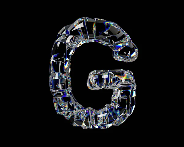 Buchstaben Aus Natürlichem Transparentem Diamantähnlichem Material Illustration Des Glasalphabets Isoliert — Stockfoto