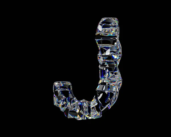 Листи Натурального Прозорого Алмазоподібного Матеріалу Ілюстрація Скляної Абетки Ізольовано Білому — стокове фото