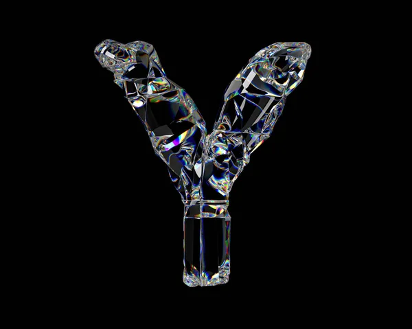 Természetes Átlátszó Gyémántszerű Anyagból Készült Betűk Illusztráció Üveg Ábécé Elszigetelt — Stock Fotó