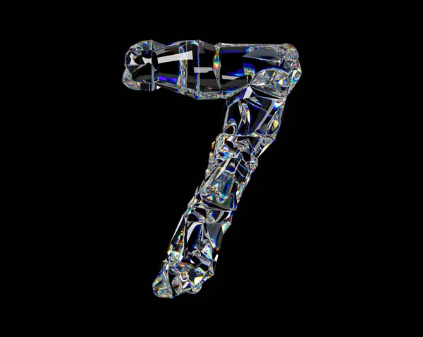 Číslice Přírodního Průhledného Diamantového Materiálu Ilustrace Skleněné Abecedy Izolované Bílém — Stock fotografie