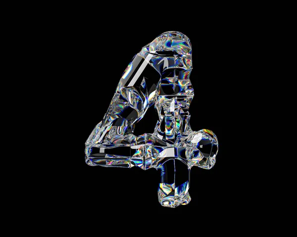 Természetes Átlátszó Gyémántszerű Anyagból Készült Számjegyek Illusztráció Üveg Ábécé Elszigetelt — Stock Fotó