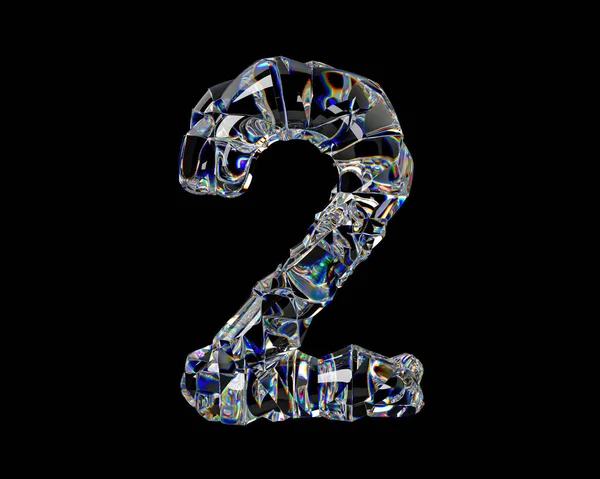 Chiffres Matériau Naturel Transparent Type Diamant Illustration Alphabet Verre Isolé — Photo