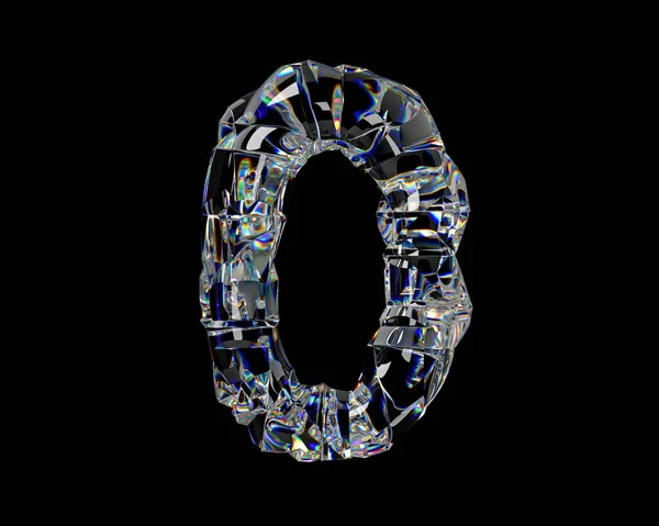 Cyfry Wykonane Naturalnego Przezroczystego Diamentowego Materiału Ilustracja Alfabetu Szklanego Izolowanego — Zdjęcie stockowe