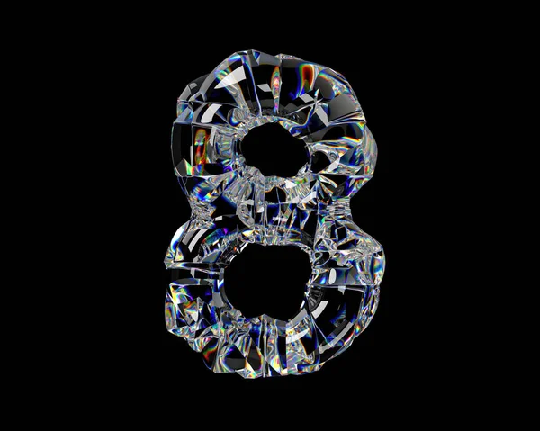 Цифры Натурального Прозрачного Алмазоподобного Материала Иллюстрация Стеклянного Алфавита Белом Фоне — стоковое фото