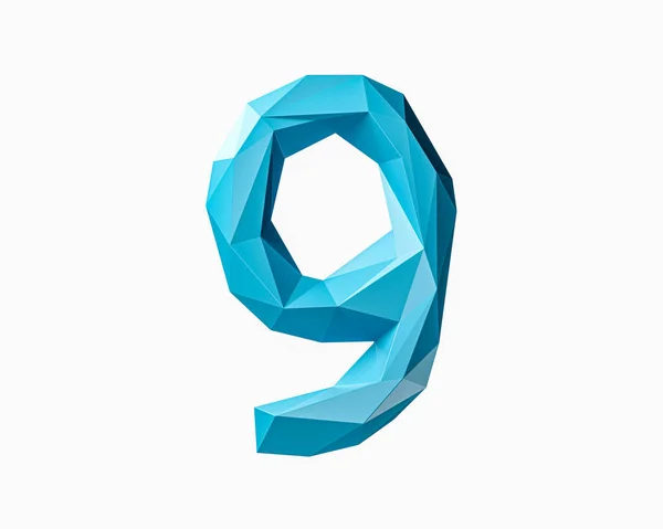 Digits Made Low Poly Blue Material Illustration Green Plant Alphabet — Stock Photo, Image