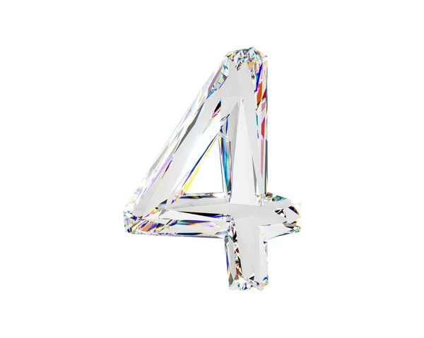Číslice Přírodního Průhledného Diamantového Materiálu Ilustrace Skleněné Abecedy Izolované Bílém — Stock fotografie