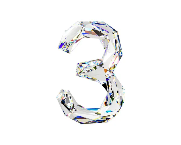 Siffror Gjorda Naturligt Transparent Diamantliknande Material Illustration Glas Alfabetet Isolerad — Stockfoto