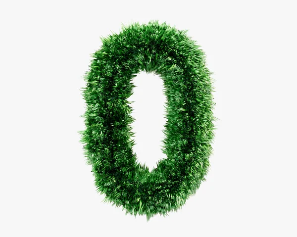 Ziffern Aus Grünem Rasengras Illustration Der Grünen Pflanze Alphabet Isoliert — Stockfoto