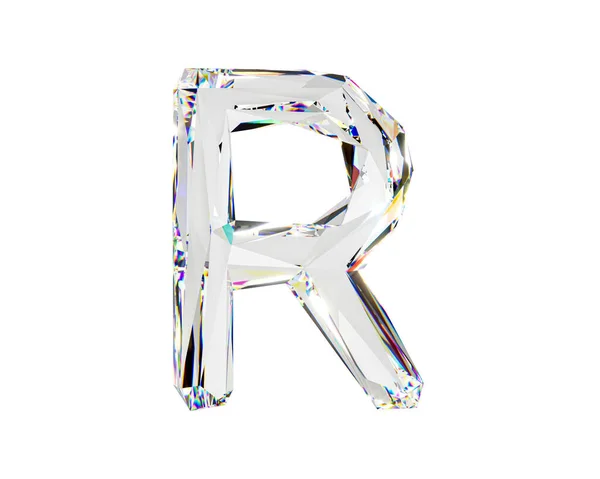 天然の透明なダイヤモンドのような素材で作られた文字 白い背景に隔離されたガラスのアルファベットの3Dイラスト — ストック写真