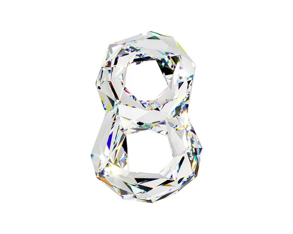 用天然透明的钻石状材料进行的挖掘 3D在白色背景上孤立的玻璃字母表的说明 — 图库照片