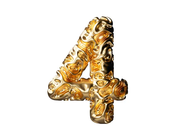 Dígito Feito Ouro Ilustração Número Dourado Isolado Fundo Branco — Fotografia de Stock