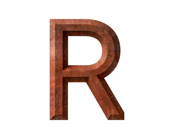 錆ついた金属製の手紙 白い背景に隔離された錆鉄アルファベットの3Dイラスト — ストック写真