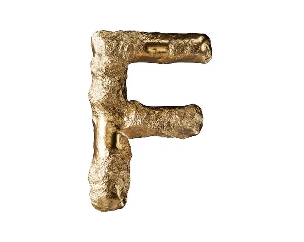 Çiğ Altından Yapılmış Mektuplar Beyaz Arkaplanda Izole Edilmiş Altın Alfabe — Stok fotoğraf