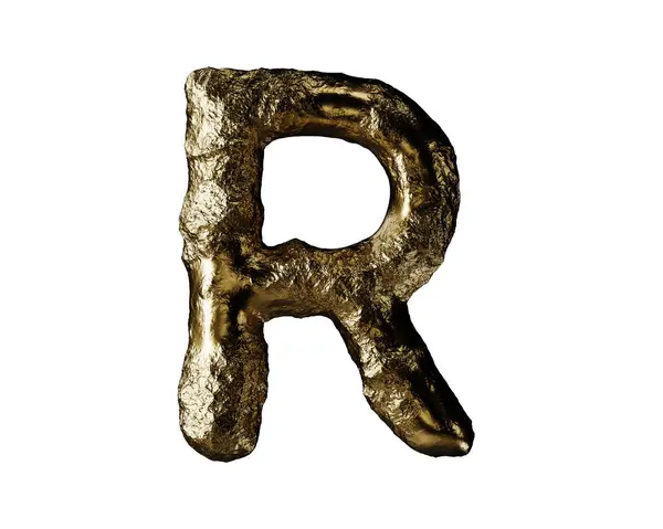 原金で作られた手紙 白い背景に隔離された黄金アルファベットの3Dイラスト — ストック写真