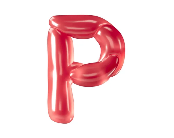 Cartas Feitas Balões Bizarros Ilustração Alfabeto Vermelho Isolado Fundo Branco — Fotografia de Stock