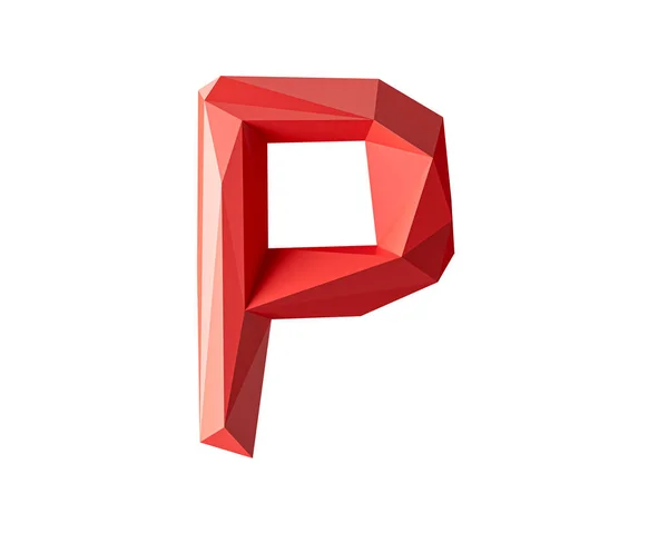 Písmena Nízkého Poly Červeného Materiálu Ilustrace Jednoduché Polygonální Abecedy Izolované — Stock fotografie