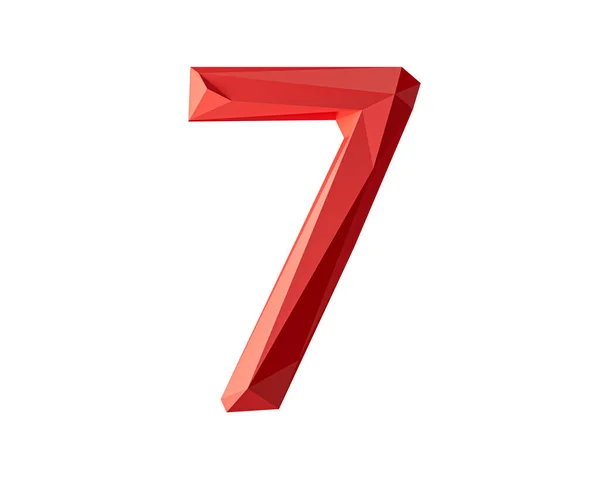 Dígito Feito Material Vermelho Poli Baixo Ilustração Número Poligonal Simples — Fotografia de Stock