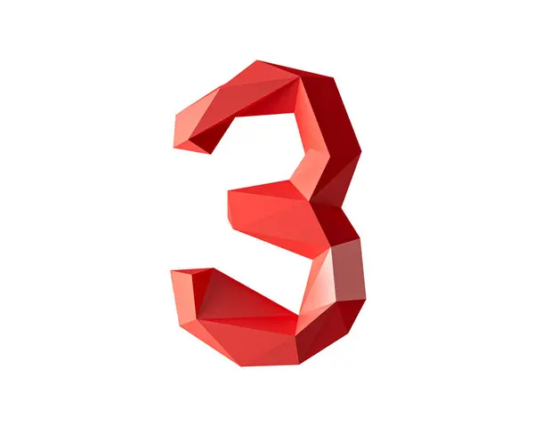 Dígito Feito Material Vermelho Poli Baixo Ilustração Número Poligonal Simples — Fotografia de Stock