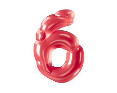 Garip balonlardan yapılmış bir rakam. Beyaz arkaplanda izole edilmiş kırmızı sayının 3d illüstrasyonu