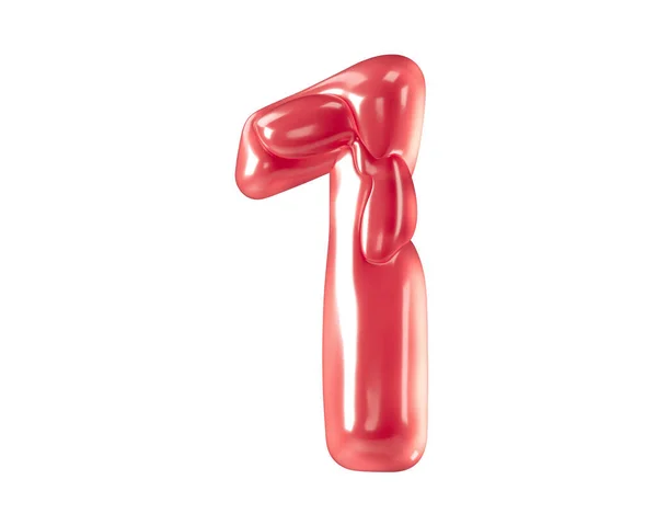 Chiffre Fait Ballons Bizarres Illustration Nombre Rouge Isolé Sur Fond — Photo