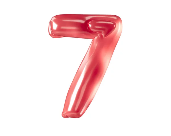 Dígito Feito Balões Bizarros Ilustração Número Vermelho Isolado Fundo Branco — Fotografia de Stock