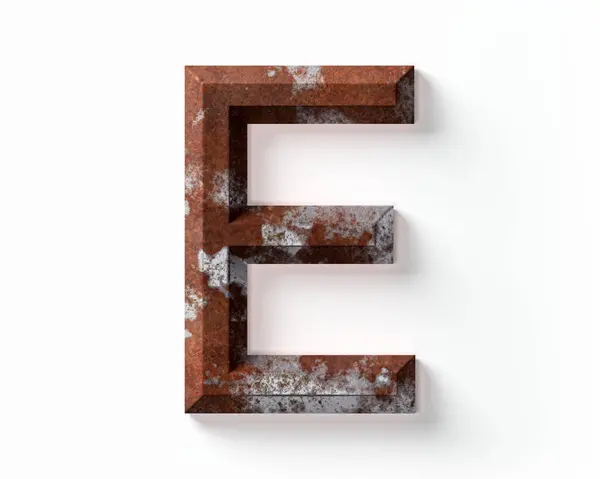 錆ついた金属製の手紙 白い背景に隔離された錆鉄アルファベットの3Dイラスト — ストック写真