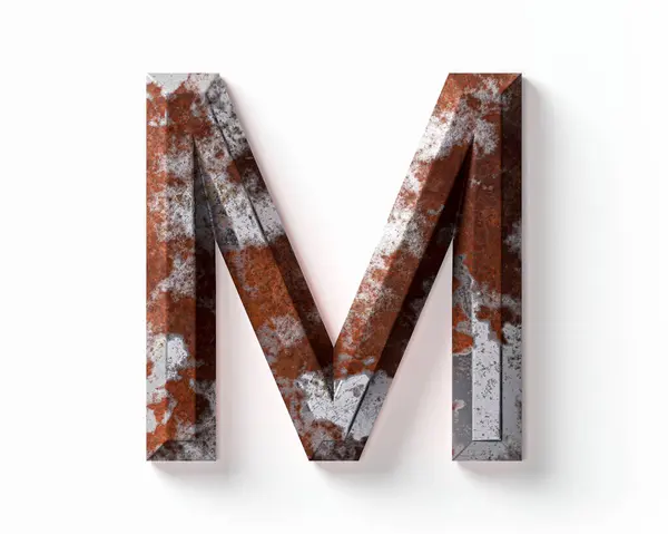 Letters Made Rusty Metal Illustration Rust Iron Alphabet Isolated White — Stock Photo, Image