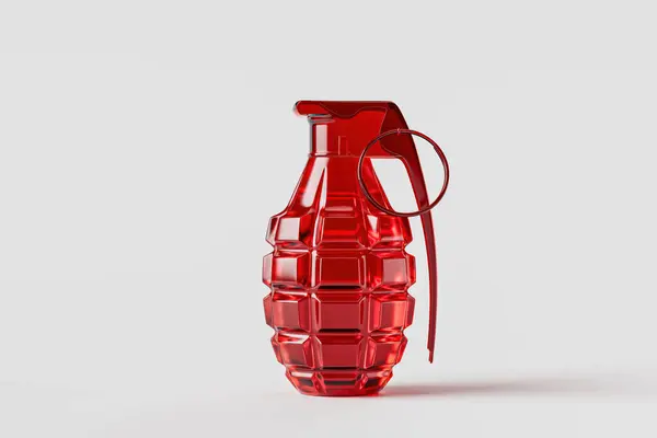 Isolated ruby hand grenade with white background. 3D illustration of fake throw bomb