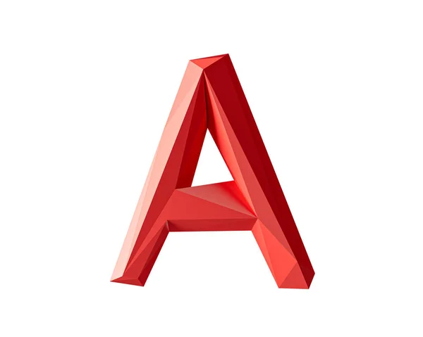 Письма Низкополи Красного Материала Иллюстрация Простого Полигонального Алфавита Выделенного Белом — стоковое фото