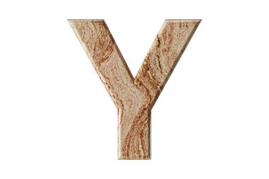 Sıcak tonlu mermerden yontulmuş mektup, dayanıklılık ve zarafetin sembolü olarak uzun ve zarif duruyor. Beyaz arkaplanda izole edilmiş demir alfabesinin 3 boyutlu illüstrasyonu, 3 boyutlu görüntüleme