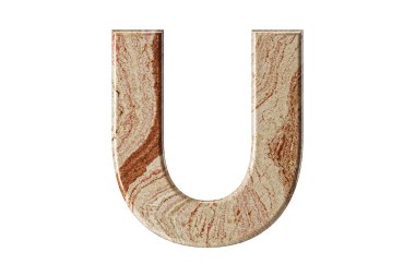 Sıcak tonlu mermerden yontulmuş mektup, dayanıklılık ve zarafetin sembolü olarak uzun ve zarif duruyor. Beyaz arkaplanda izole edilmiş demir alfabesinin 3 boyutlu illüstrasyonu, 3 boyutlu görüntüleme