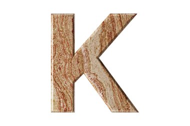 Sıcak tonlu mermerden yontulmuş mektup, dayanıklılık ve zarafetin sembolü olarak uzun ve zarif duruyor. Beyaz arkaplanda izole edilmiş demir alfabesinin 3 boyutlu illüstrasyonu, 3 boyutlu görüntüleme