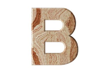 Sıcak tonlu mermerden yontulmuş mektup, dayanıklılık ve zarafetin sembolü olarak uzun ve zarif duruyor. Beyaz arkaplanda izole edilmiş demir alfabesinin 3 boyutlu illüstrasyonu, 3 boyutlu görüntüleme