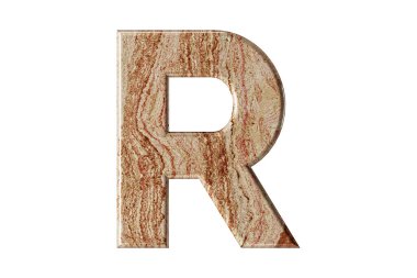 Sıcak tonlu mermerden yontulmuş mektup, dayanıklılık ve zarafetin sembolü olarak uzun ve zarif duruyor. Beyaz arkaplanda izole edilmiş demir alfabesinin 3 boyutlu illüstrasyonu, 3 boyutlu görüntüleme