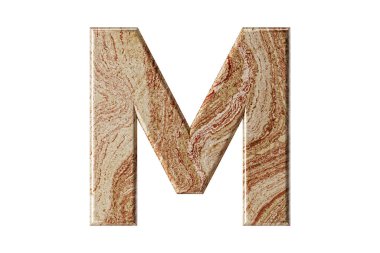 Sıcak tonlu mermerden yontulmuş mektup, dayanıklılık ve zarafetin sembolü olarak uzun ve zarif duruyor. Beyaz arkaplanda izole edilmiş demir alfabesinin 3 boyutlu illüstrasyonu, 3 boyutlu görüntüleme