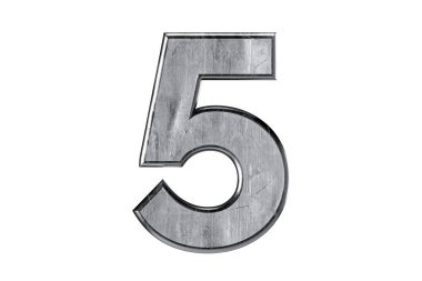 Kaba, çizik ve hasarlı metalden yapılmış bir rakam. Beyaz arkaplanda izole edilmiş 3 boyutlu demir sembolü