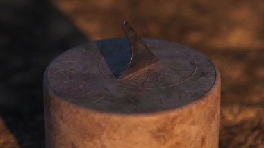 Güneş saati tam gün zaman çizelgesi, sabahtan akşama animasyon, 3D görüntüleme, dramatik kamera dolly zoom