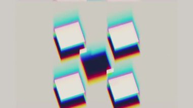 Küplerin ve karelerin renkli soyut hareketi. Dağılma ve kırılma efektleri ile şekillerin ve renklerin 3 boyutlu animasyonu soyut renkli hareket oluşturur