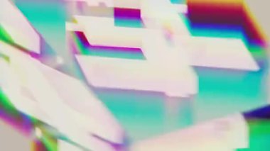 Küplerin ve karelerin renkli soyut hareketi. Şekillerin ve renklerin dağılım ve kırılma efektleriyle üç boyutlu animasyonu soyut renkli hareketler oluşturur. Kusursuz döngü özelliği olan video 