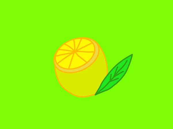 Citron Med Blad Ljusgrön Bakgrund — Stockfoto