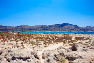 THE CRETE ISLAND, GREECE - JUNE, 04, 2019: The island Gramvousa and the bay Balos