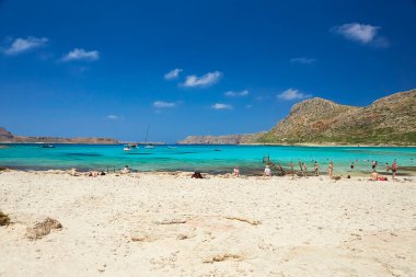 THE CRETE ISLAND, GREECE - JUNE, 04, 2019: The island Gramvousa and the bay Balos