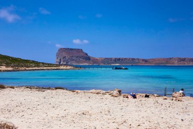 THE CRETE ISLAND, GREECE - JUNE, 04, 2019: The island Gramvousa and the bay Balos