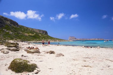 THE CRETE ISLAND, GREECE - JUNE, 04, 2019: The island Gramvousa and the bay Balos