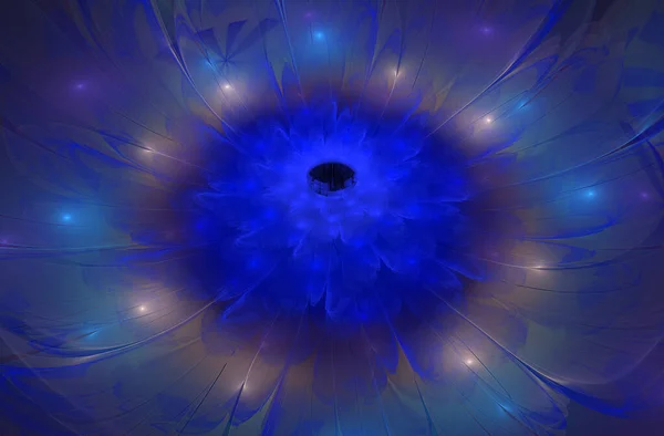 Flor Fractal Azul Fundo Escuro — Fotografia de Stock