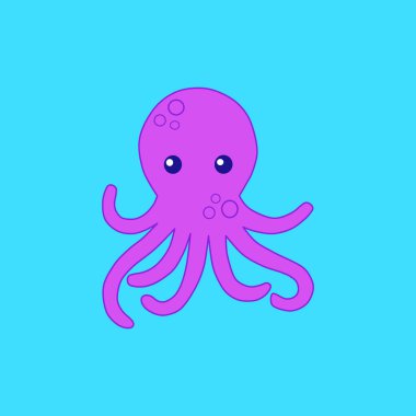 Açık mavi arkaplanda leylak rengi ahtapot.