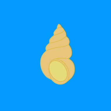 Mavi arkaplanda bej deniz kabuğu