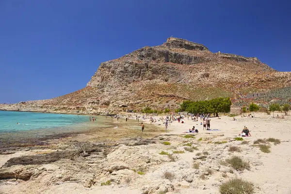 THE CRETE ISLAND, GREECE - JUNE, 04, 2019: The island Gramvousa and the bay Balos